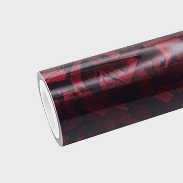 PET Gloss Forged Carbon Red Vinyl Wrap