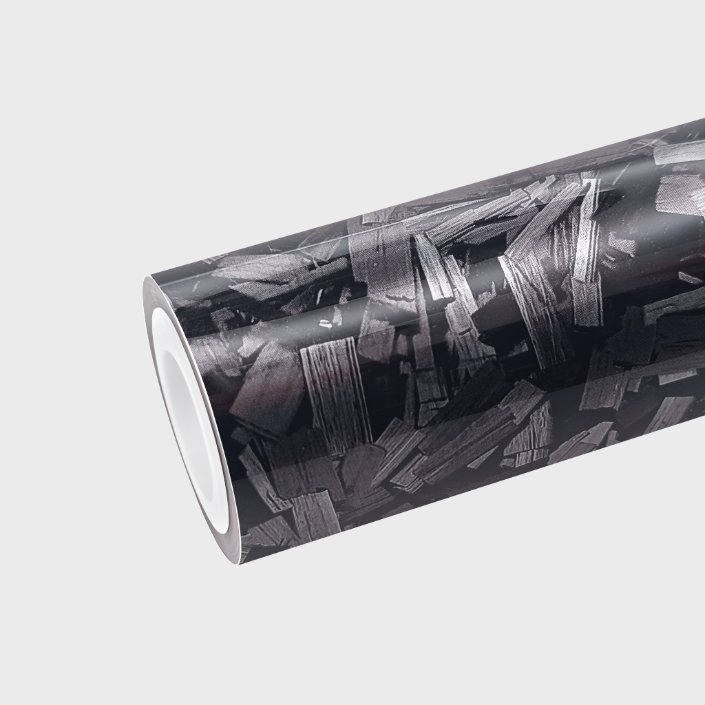 PET Gloss Forged Carbon Silver Vinyl Wrap