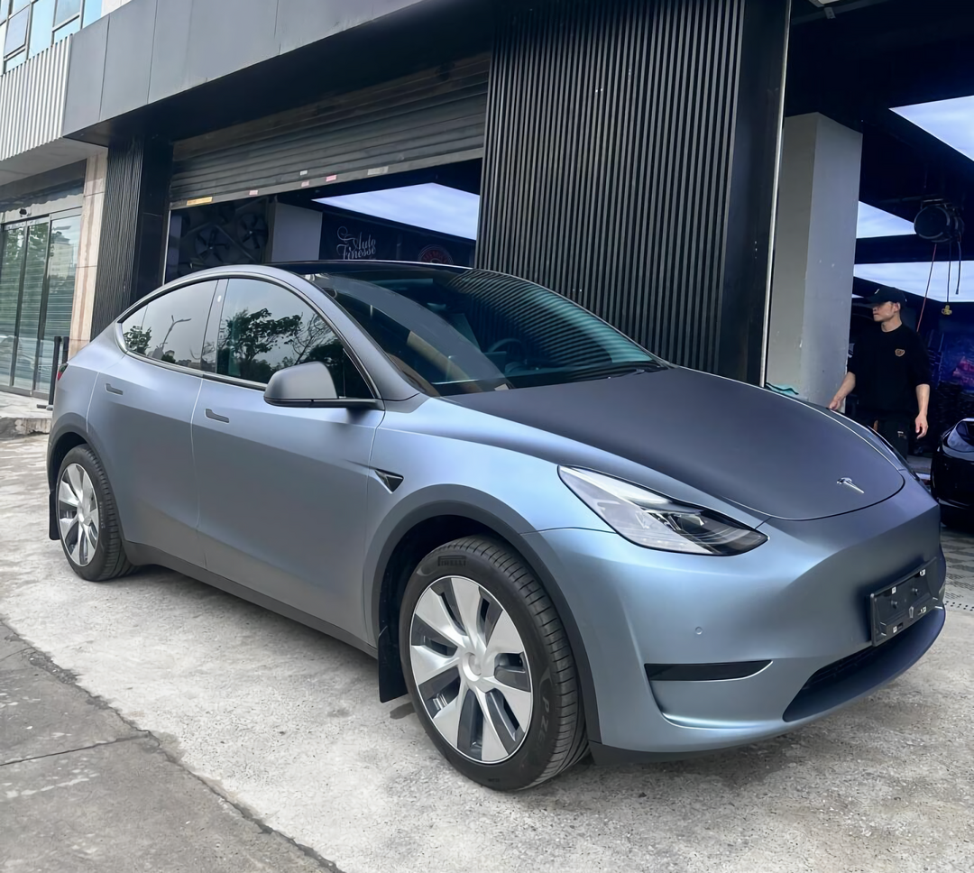 PET Ghost Metallic Grey Blue Vinyl Wrap